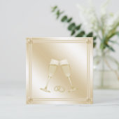 Bleke goudbruine bruistjes en sapphires Wedding Kaart (Staand voorkant)