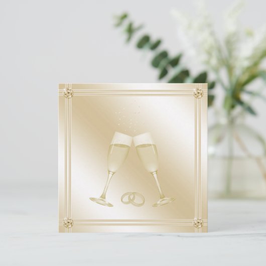 Bleke goudbruine bruistjes en sapphires Wedding Kaart (Staand voorkant)