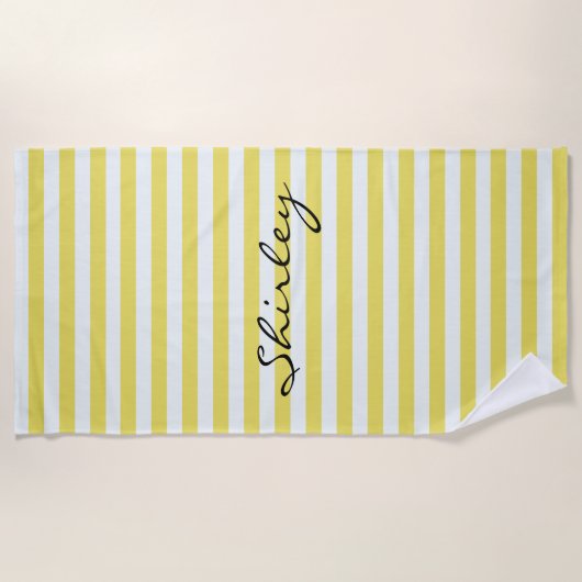 Bleke gouden en witte strepen van Shirley Taylor Strandlaken (Voorkant)
