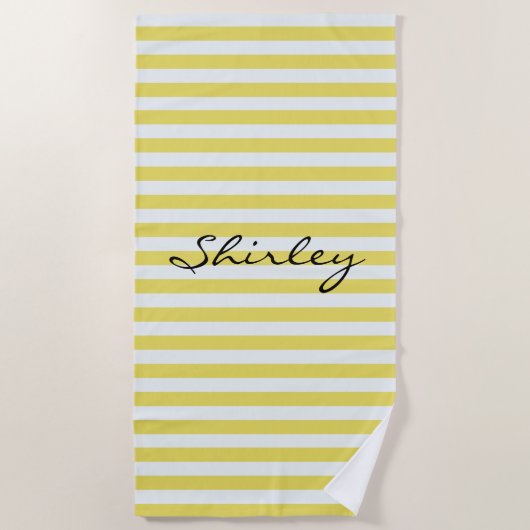 Bleke gouden en witte strepen van Shirley Taylor Strandlaken (Voorkant)