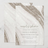 Bleke goudmarmer Agate Couples Shower Invite Bedankkaart (Voorkant / Achterkant)