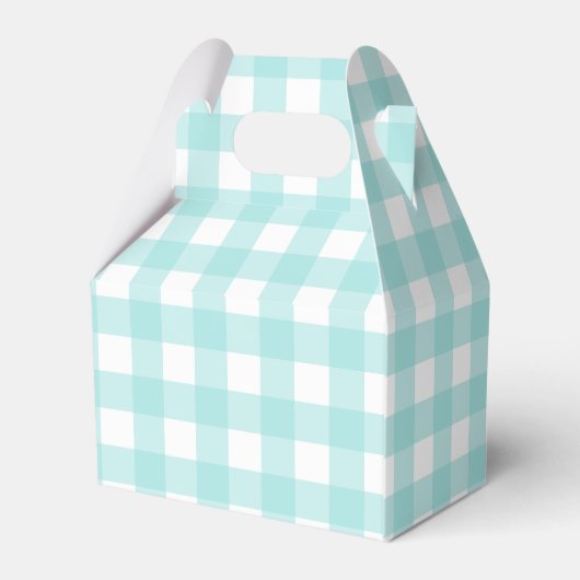 Bleke Green Gingham Plaid Gabled Party Favoriet Bo Bedankdoosjes (Achterkant)