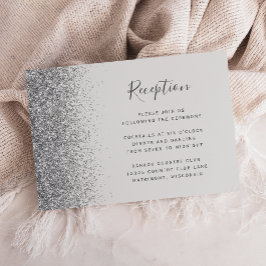 Bleke grijze zilveren glinsterende bruiloftsrecept informatiekaartje