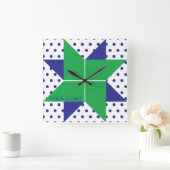 Bleke Groen & Blauwe Ster Vierkante Klok (Huis)