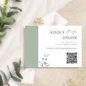 Bleke Groen Elegante QR Code RSVP Wedding Informatiekaartje