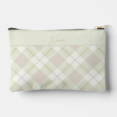 bleke Groen en Mauve Roze Plaid met Naam Etui (Achterkant)