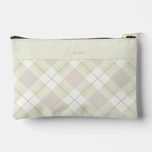 bleke Groen en Mauve Roze Plaid met Naam Etui