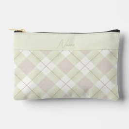 bleke Groen en Mauve Roze Plaid met Naam Etui