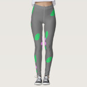 Bleke groene blaasjes met roze aanjager leggings (Voorkant)