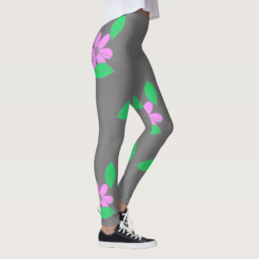 Bleke groene blaasjes met roze aanjager leggings (Rechts)