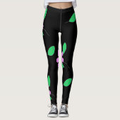Bleke groene blaasjes met roze aanjager leggings (Voorkant)