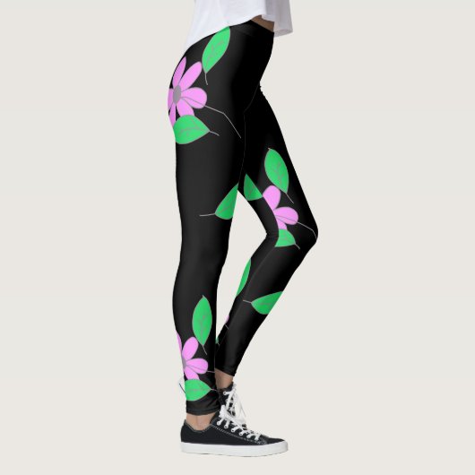 Bleke groene blaasjes met roze aanjager leggings (Rechts)
