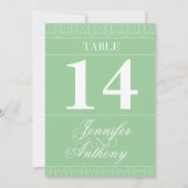 Bleke groene bruine bruidstaartgetallen kaart (Achterkant)