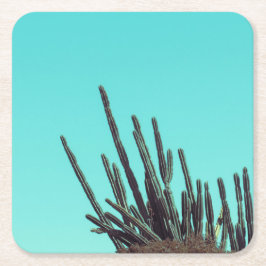 Bleke groene cactus Succulent Plant Minimalisme Kartonnen Onderzetters