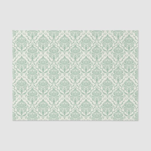 Bleke groene Damask Pattern Tissuepapier (Voorkant)