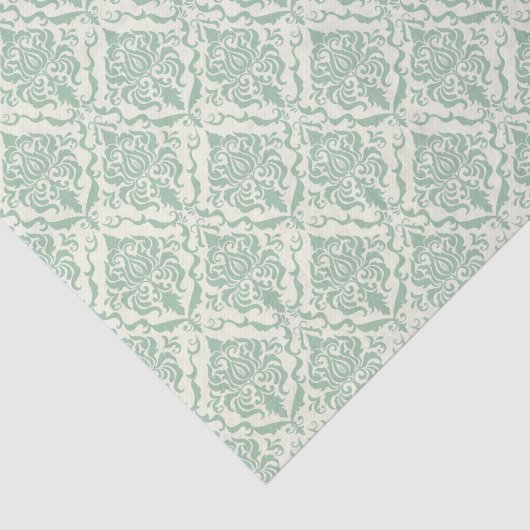 Bleke groene Damask Pattern Tissuepapier (Detail)