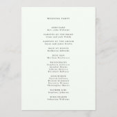 Bleke groene Elegant Wildflower Wedding-ceremonie Programmakaart (Achterkant)