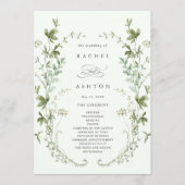 Bleke groene Elegant Wildflower Wedding-ceremonie Programmakaart (Voorkant)