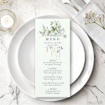 Bleke groene elegante Waterverf Wildflower Wedding Menu<br><div class="desc">Dit elegante trouwmenu bevat prachtige,  met de hand geverfde waterverf wildbloemen die zijn gerangschikt als een bouquet,  perfect voor lente-,  zomer- of valbruiloften. Voor meer geavanceerde aanpassing van dit ontwerp,  te klikken gelieve de BUTTON van het TOOL VAN HET ONTWERP BLAUW hierboven! Overeenkomende objecten zijn ook beschikbaar.</div>