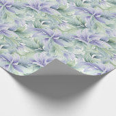 Bleke groene en paarse bloemen en bladeren zacht cadeaupapier (Hoek)