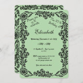 Bleke groene en zwarte botanische bloem 30e verjaa kaart (Voorkant / Achterkant)