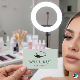 Bleke groene esthetische minimalistische wimper visitekaartje