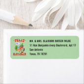 Bleke Groene Feliz Navidad Chili bewerkbaar adres Etiket (Insitu)