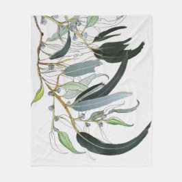  bleke groene gom blad aquarel fleece deken