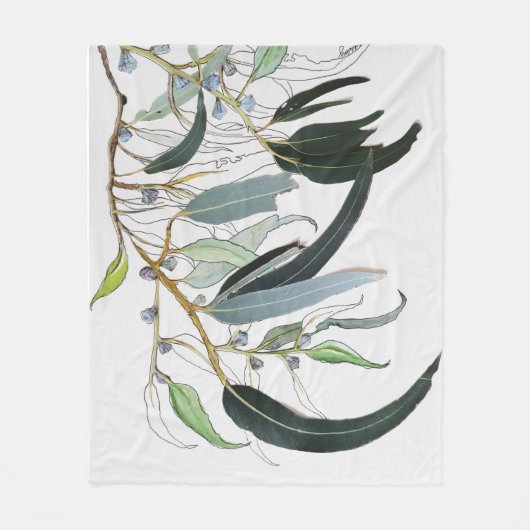 bleke groene gom blad aquarel fleece deken (Voorkant)
