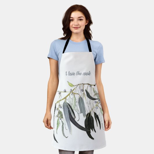 bleke groene gom blad aquarel schort (Gedragen)