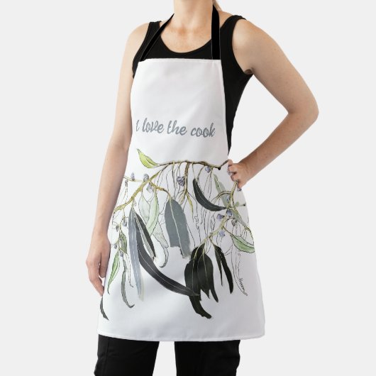 bleke groene gom blad aquarel schort (Insitu)