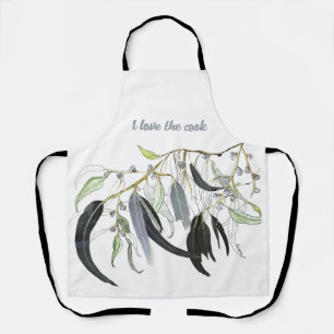 bleke groene gom blad aquarel schort