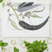 bleke groene gom blad aquarel theedoek (Gevouwen)