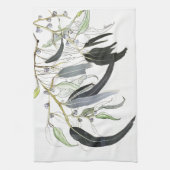 bleke groene gom blad aquarel theedoek (Verticaal)