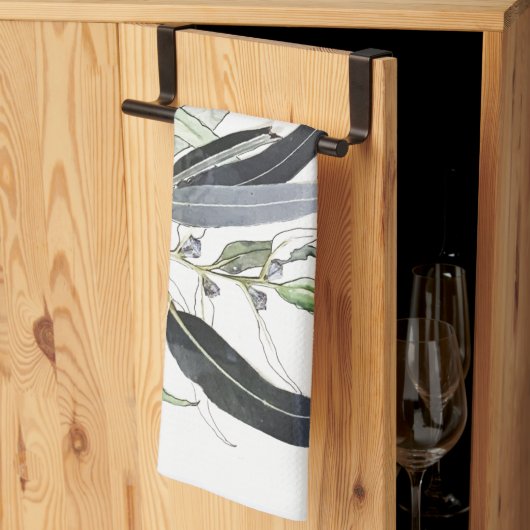 bleke groene gom blad aquarel theedoek (Derde Gevouwen)