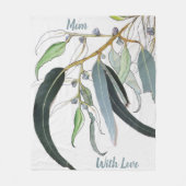  bleke groene gomblad waterverf genaamd fleece deken (Voorkant)