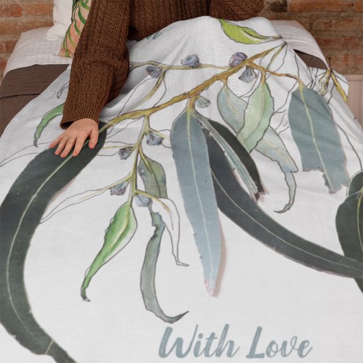  bleke groene gomblad waterverf genaamd fleece deken