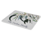 Bleke groene gombladeren Aquarel Snijplank (Hoek)