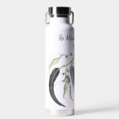 bleke groene kauwgomblad met bericht waterfles (Voorkant)