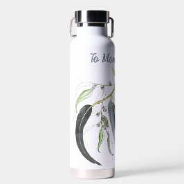 bleke groene kauwgomblad met bericht waterfles