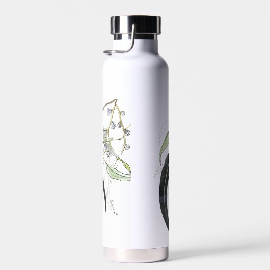 bleke groene kauwgomblad met bericht waterfles (Rechts)