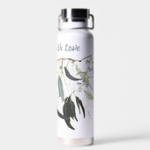 bleke groene kauwgomblad met bericht waterfles (Achterkant)