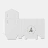 Bleke groene kerstboom en krans op zilver bedankdoosjes (Uitgevouwen)