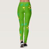 Bleke groene lederen gele lakketel leggings (Achterkant)