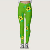 Bleke groene lederen gele lakketel leggings (Voorkant)