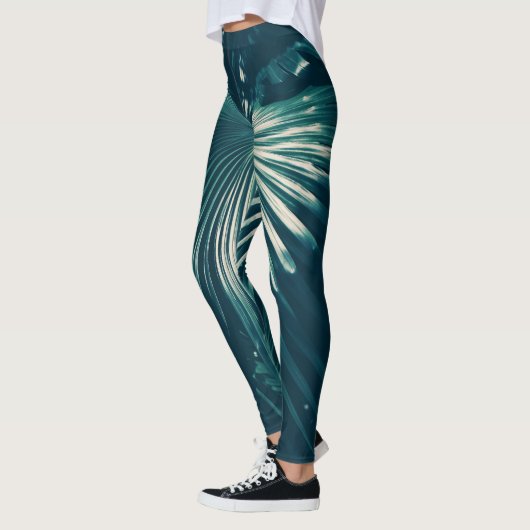 Bleke groene Leggings met bladerbladeren van de pa (Links)
