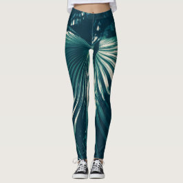 Bleke groene Leggings met bladerbladeren van de pa