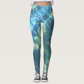 Bleke groene Leggings met bladerbladeren van de pa (Voorkant)