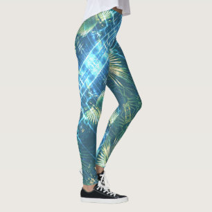 Bleke groene Leggings met bladerbladeren van de pa