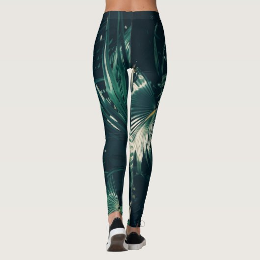 Bleke groene Leggings met bladerbladeren van de pa (Achterkant)